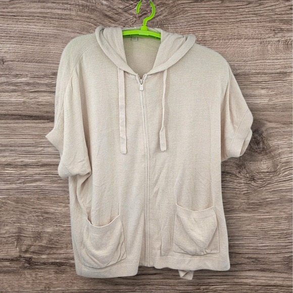 Barefoot Dreams Tops - Barefoot Dreams CozyChic Ultra Lite Short Sleeve S/M Zip Up Hoodie Oversized
